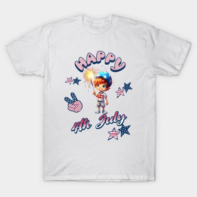 Happy 4th July for  Kids T-Shirt by TooplesArt